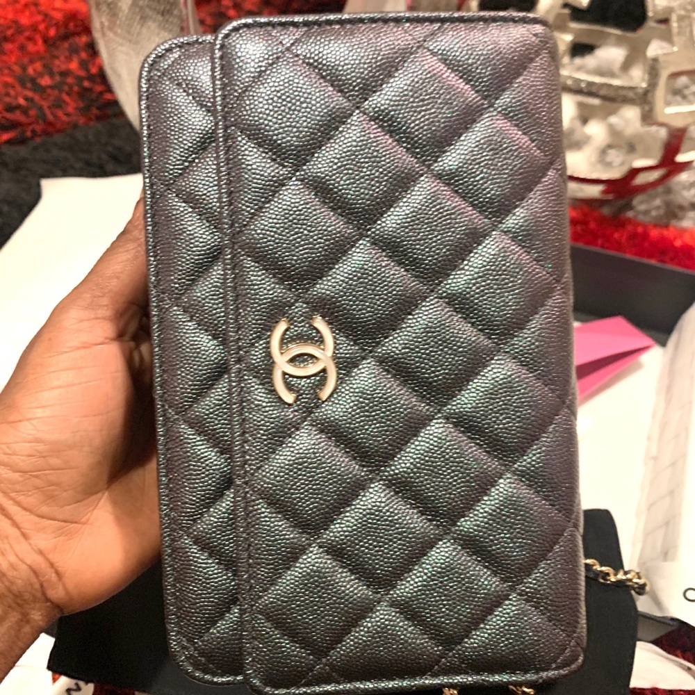 😍❤️🆕CHANEL WOC Wallet on chain Iridescent Large pearl Caviar Leather Bag - Picture 6 of 17